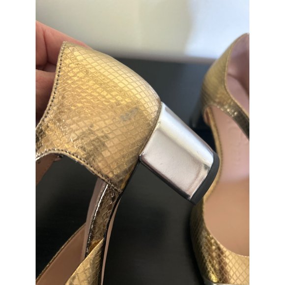 Millie ankle-strap heels in snake-embossed Italian leather Item BM688, Size 5 - Picture 4 of 9